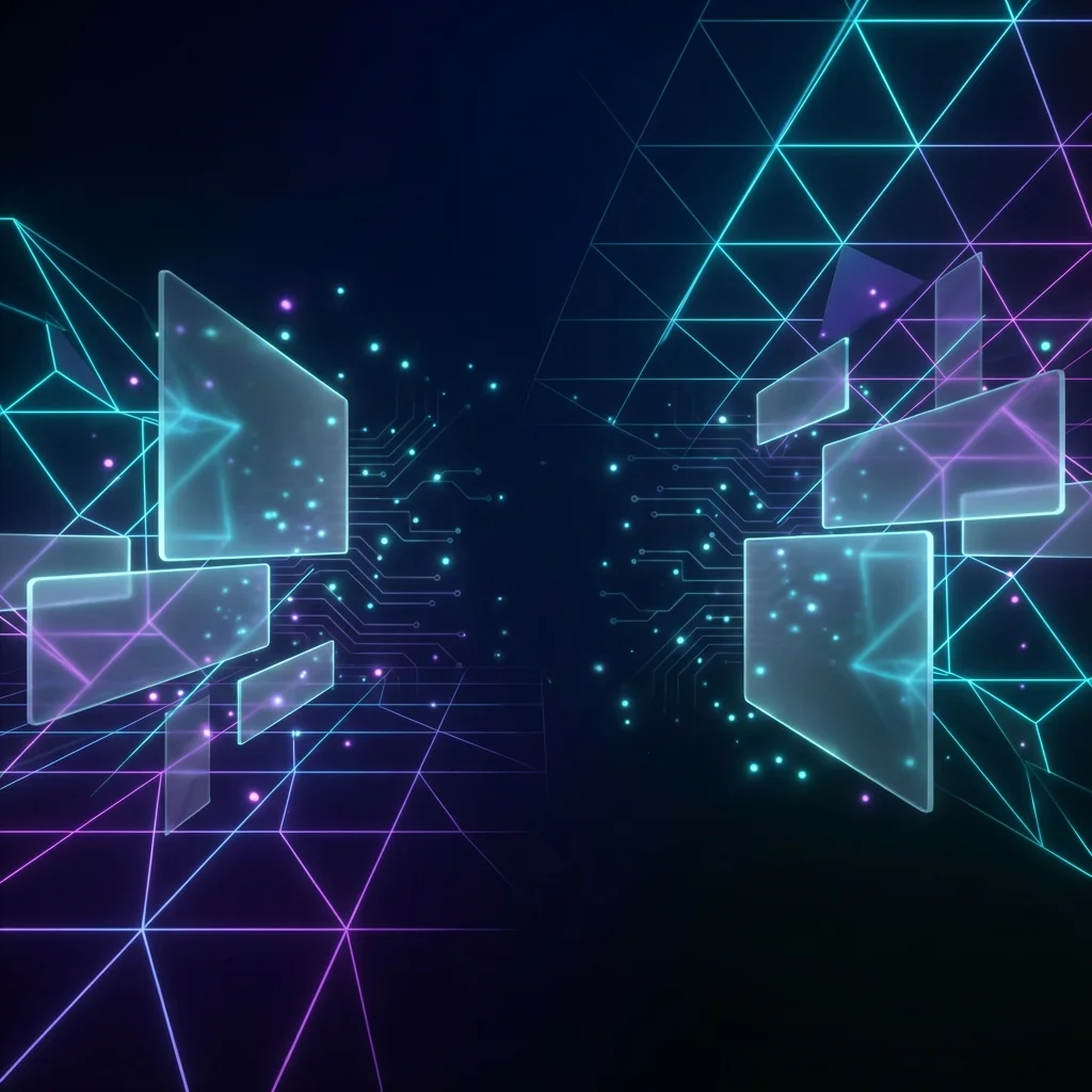 Fondo tecnológico abstracto con patrones geométricos neón